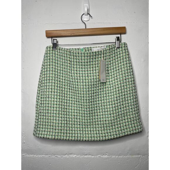NEW MNG TMango Tweed Mini Skirt Pastel Green Size Medium - Picture 1 of 6